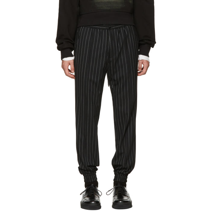 pinstripe drawstring trousers