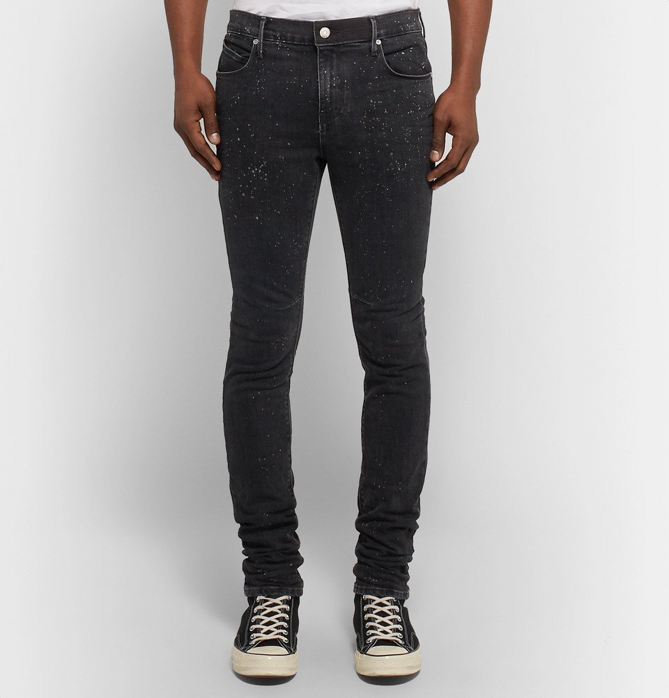 RtA - Skinny-Fit Paint-Splattered Stretch-Denim Jeans - Black RtA