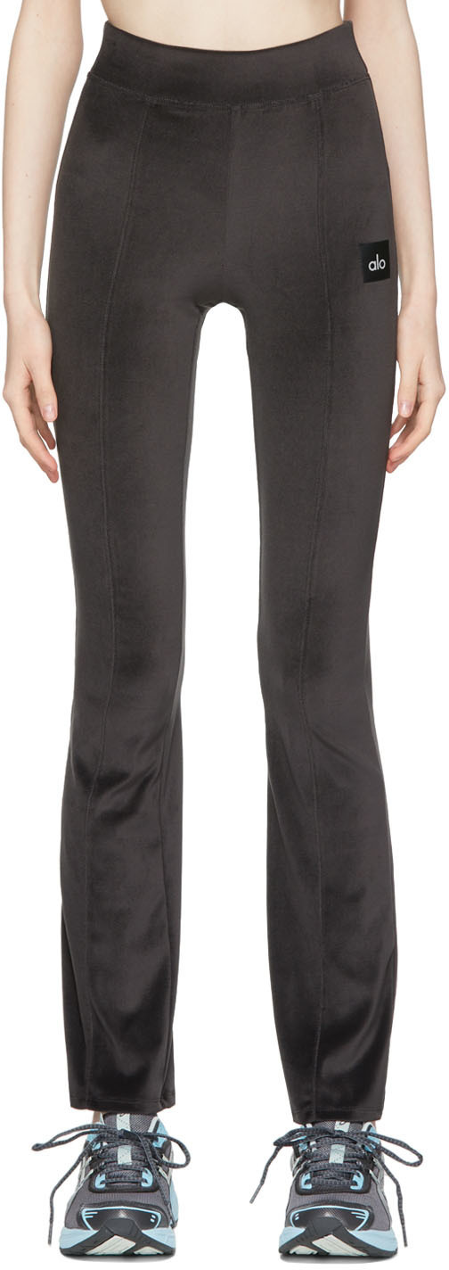 Alo Black Velour Flare Leggings Aloye