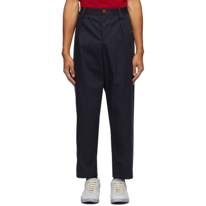 Marni Navy Gabardine Workwear Trousers Marni