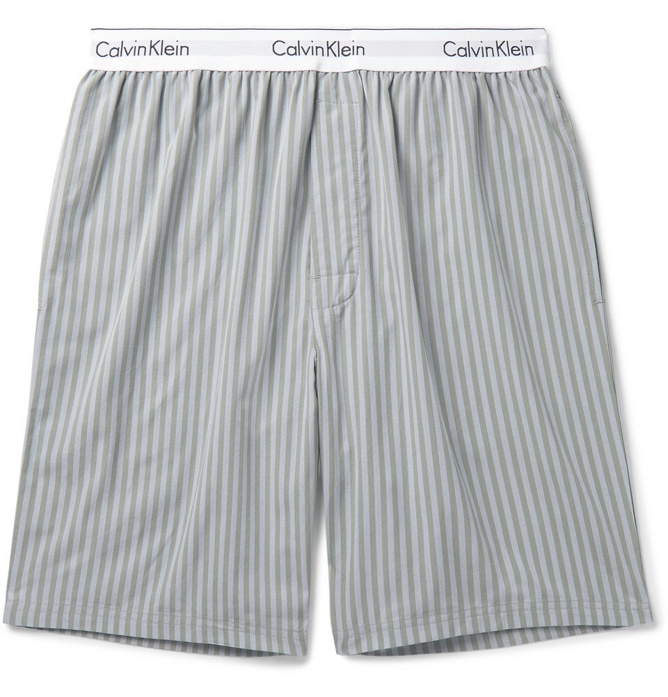 Calvin Klein Underwear - Striped Cotton-Poplin Pyjama Shorts - Gray ...