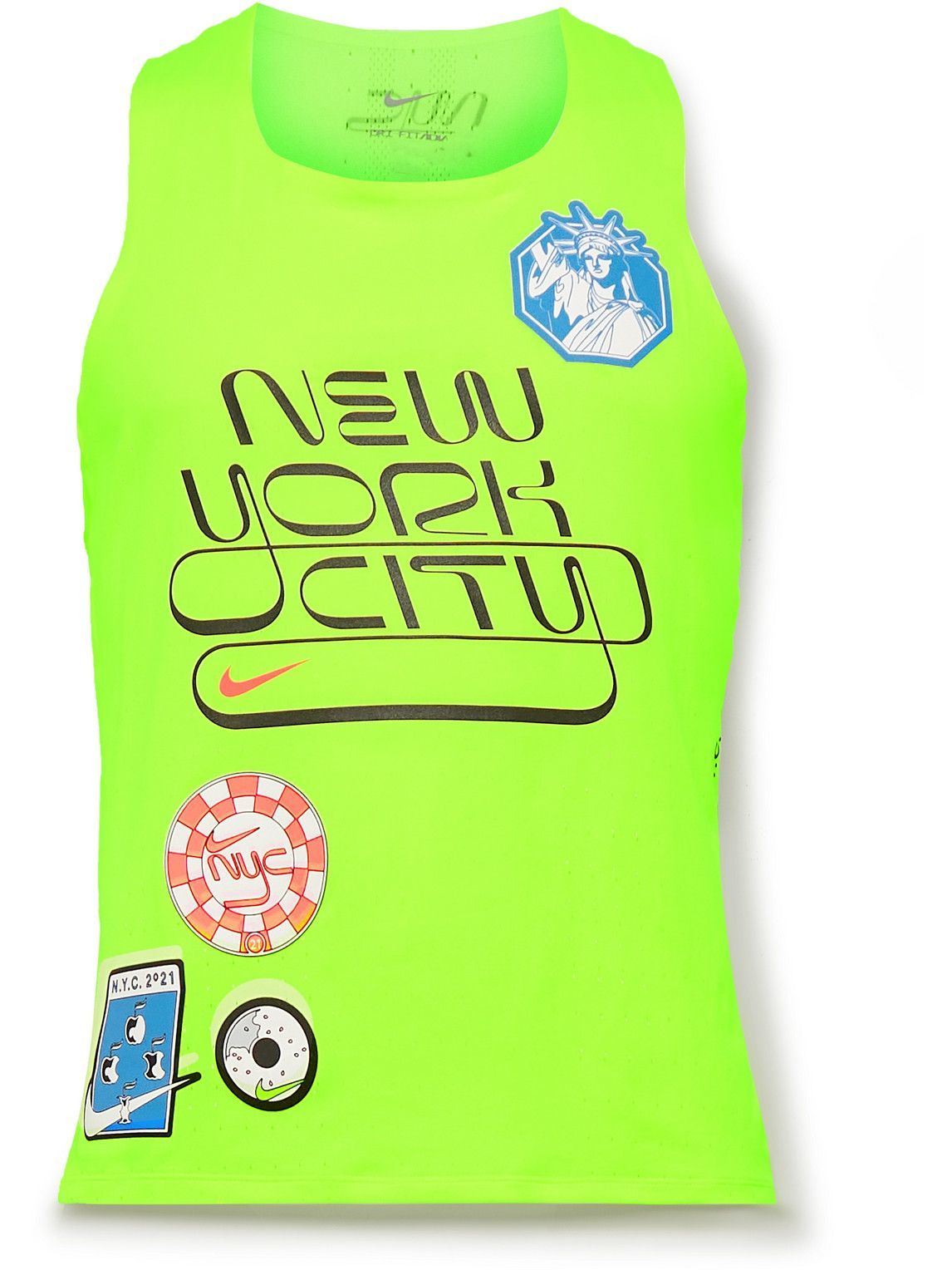 Photo: Nike Running - Printed Perforated Recycled AeroSwift Dri-FIT Tank Top - Yellow