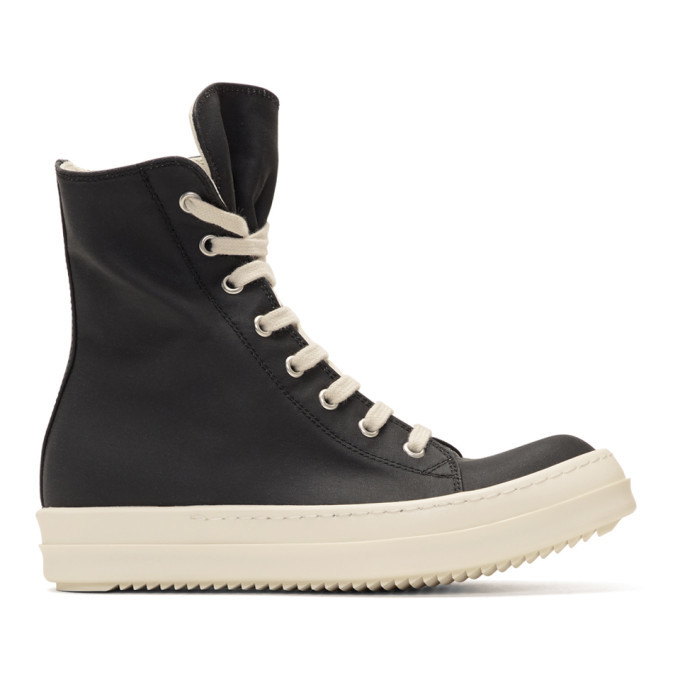 Rick Owens Drkshdw Black Waxed Vegan High-Top Sneakers Rick Owens Drkshdw