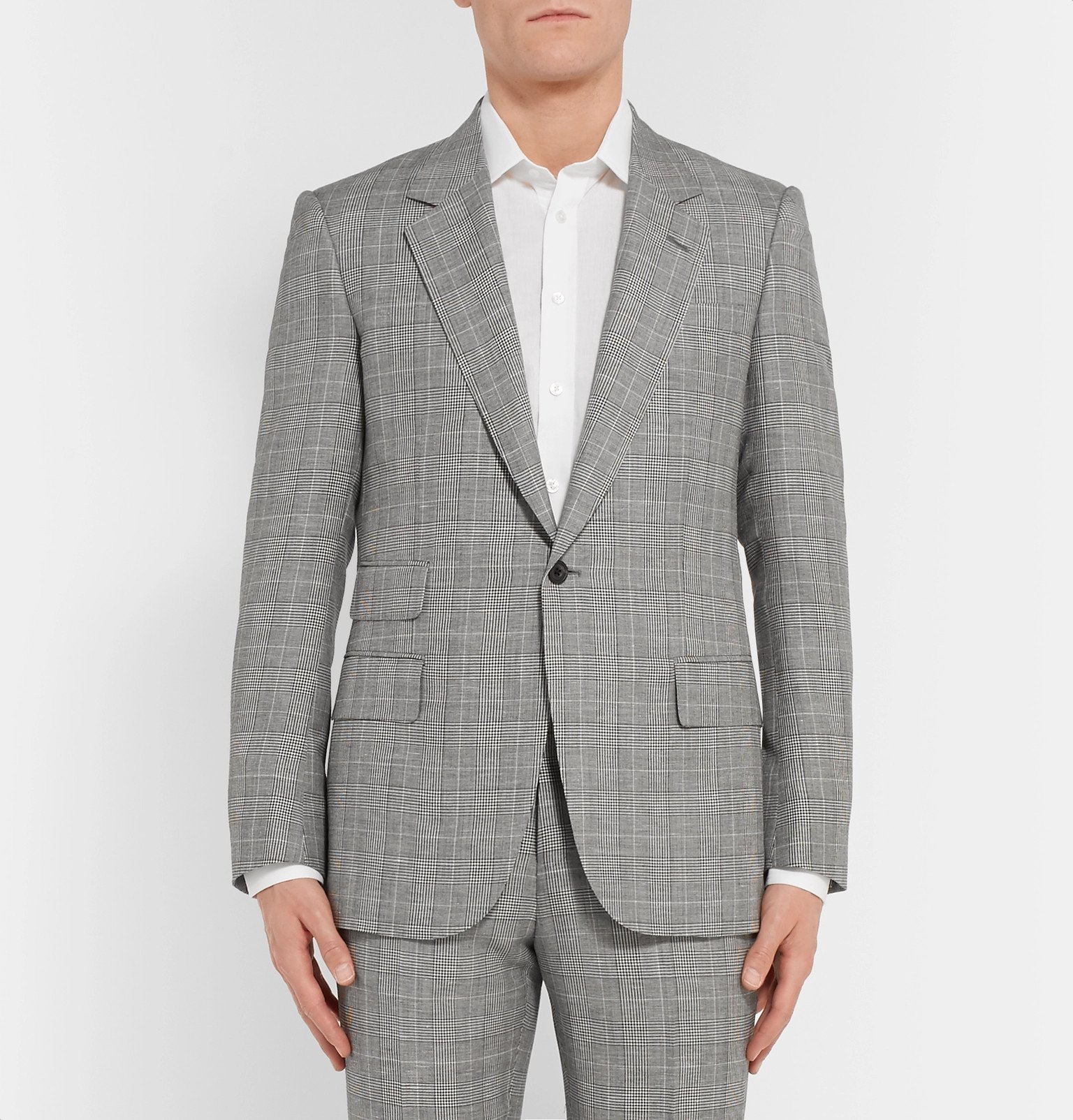 Kingsman - Eggsy's Grey Prince of Wales Checked Wool and Linen-Blend ...