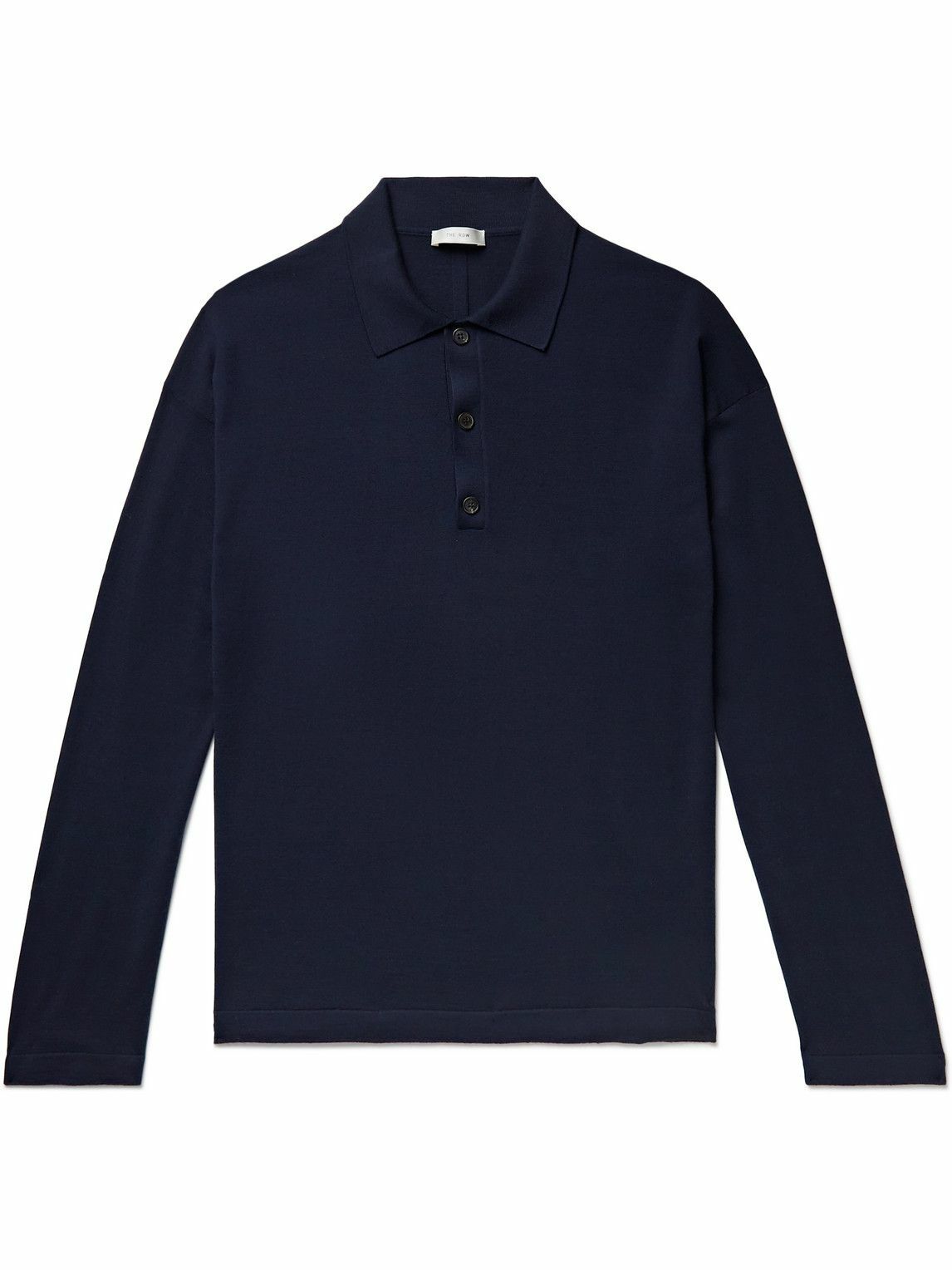 The Row Djon Wool Polo Shirt Blue The Row The row djon wool polo shirt blue the row