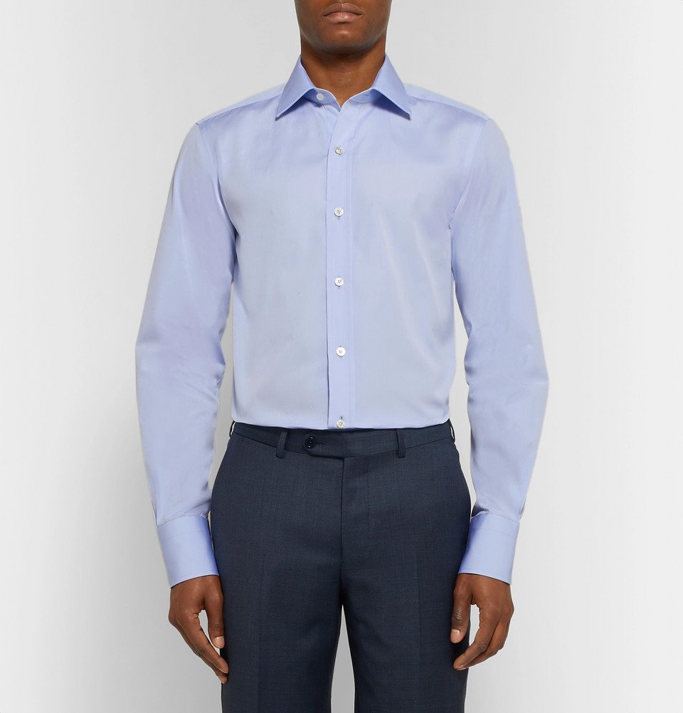 TOM FORD - Light-Blue Slim-Fit Cotton-Poplin Shirt - Men - Light blue TOM  FORD