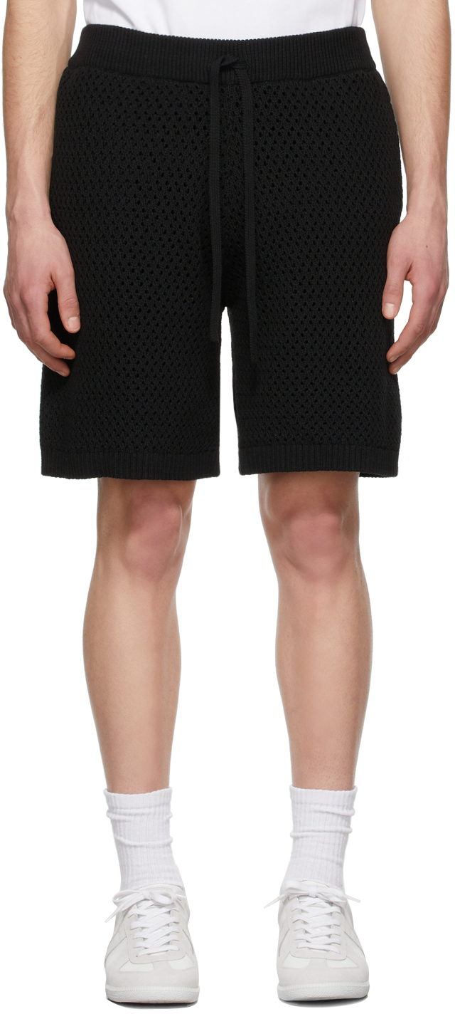 Helmut Lang Black Pointelle Knit Shorts Helmut Lang