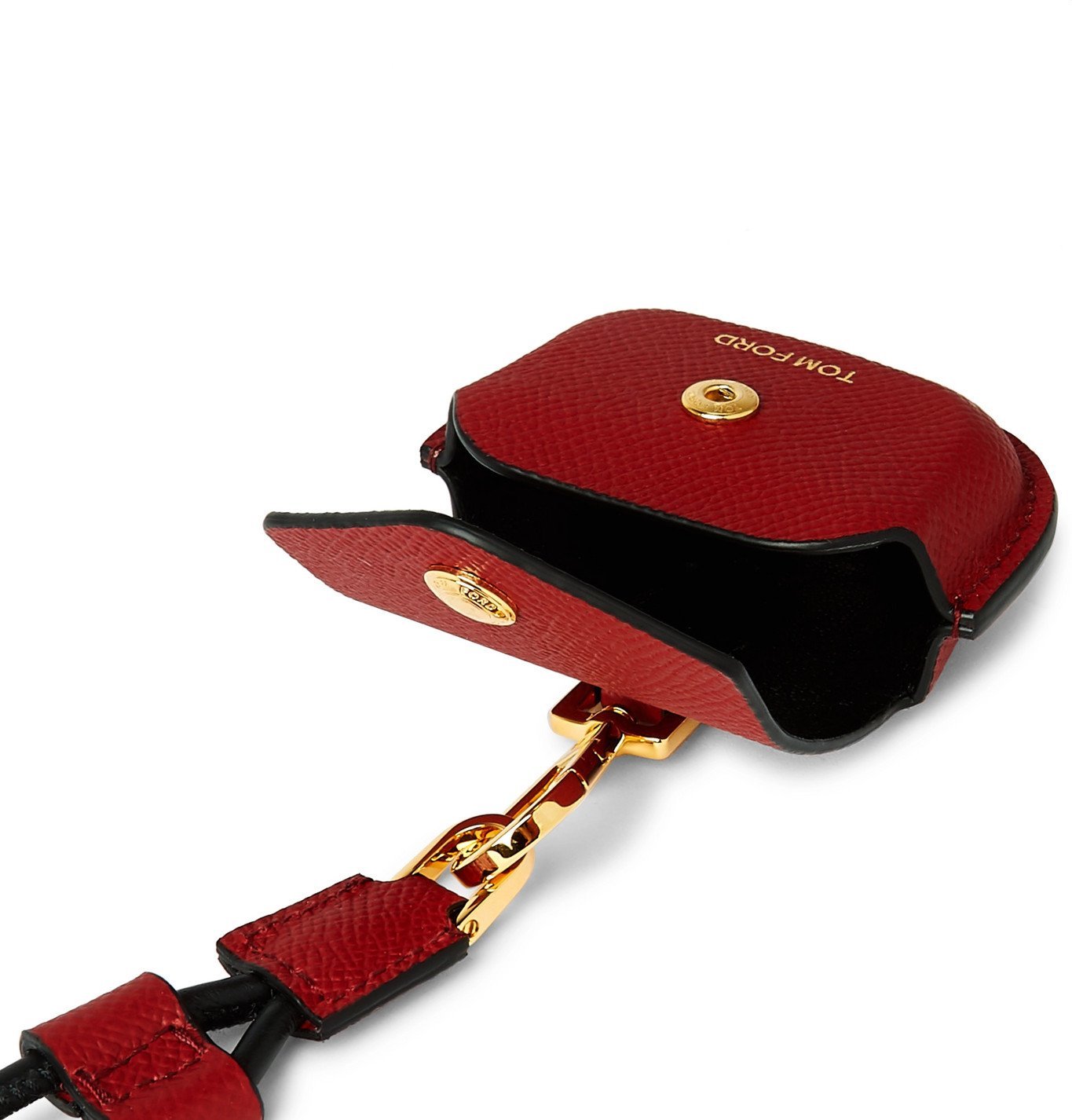 TOM FORD - Full-Grain Leather AirPods Case with Lanyard - Red TOM FORD