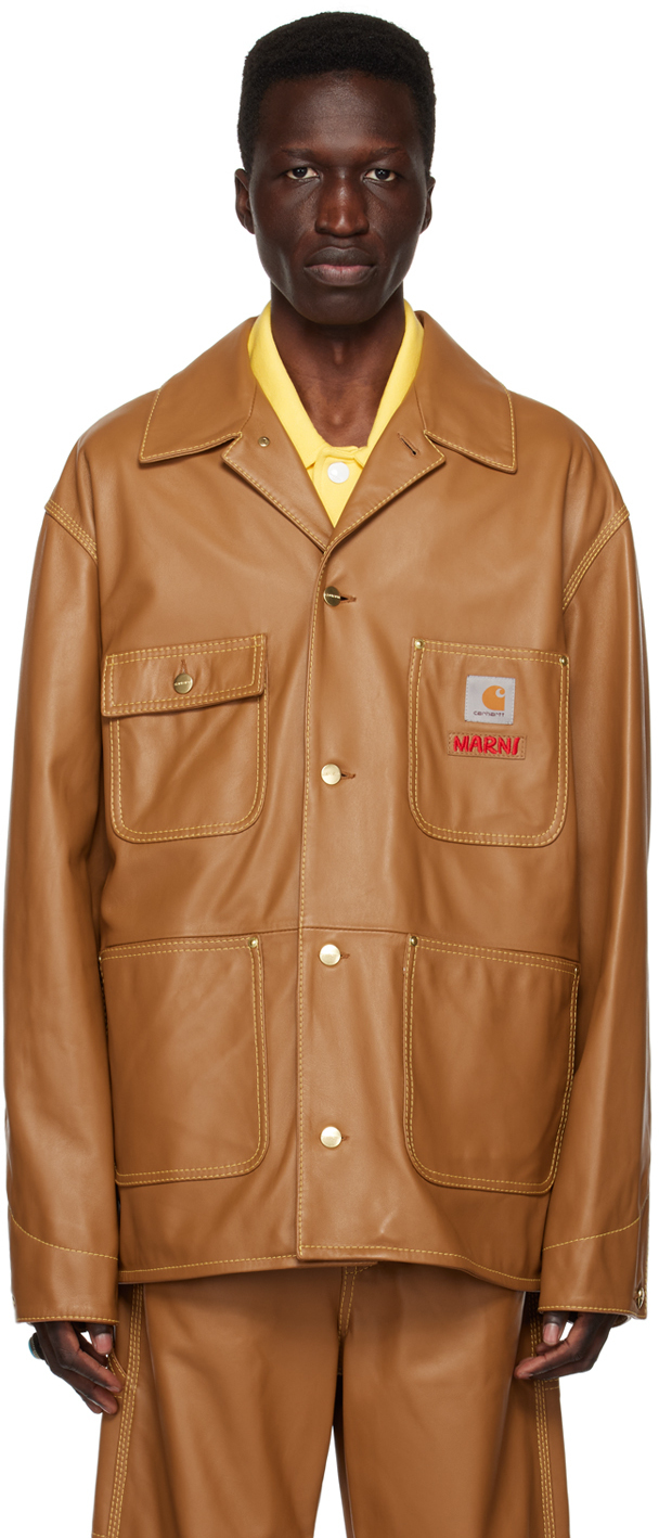 Marni Tan Carhartt WIP Edition Leather Jacket