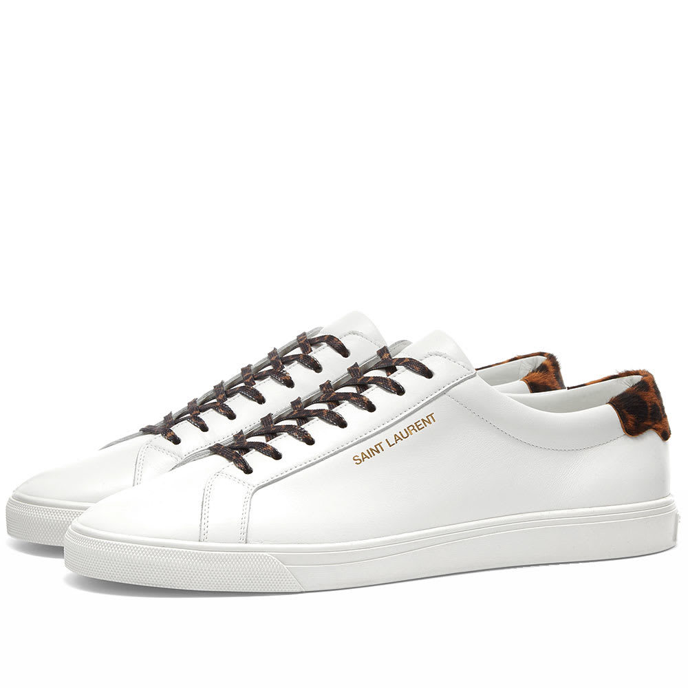 Saint Laurent Andy Signature Leopard & Pony Sneaker White & Leopard ...