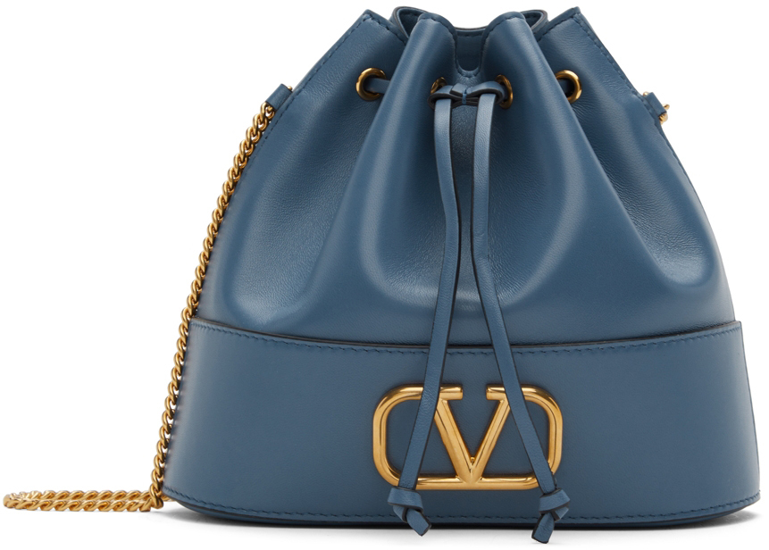 Valentino Garavani Blue Mini VLogo Bucket Bag Valentino Garavani