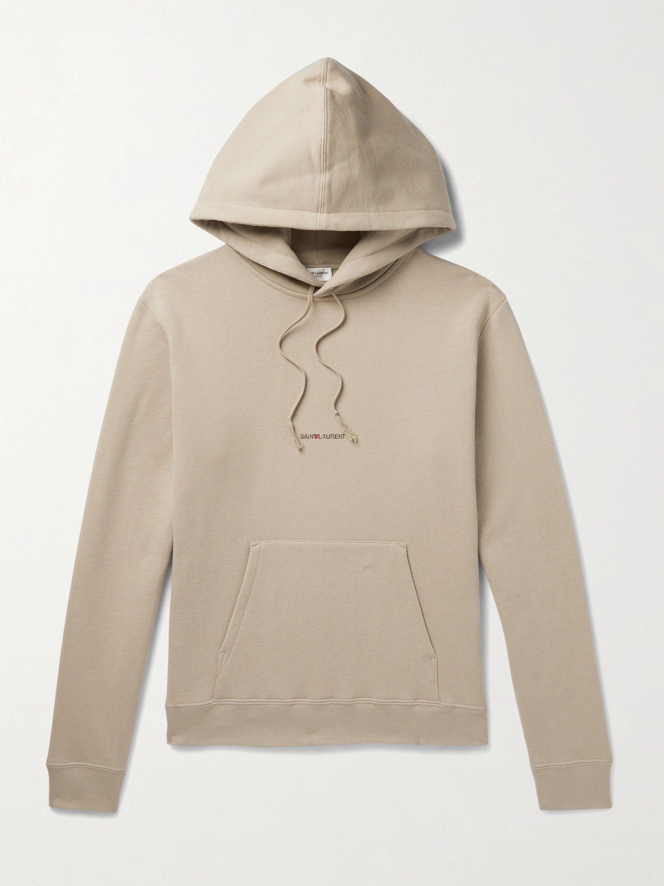 SAINT LAURENT - Slim-Fit Logo-Print Loopback Cotton-Jersey Hoodie ...