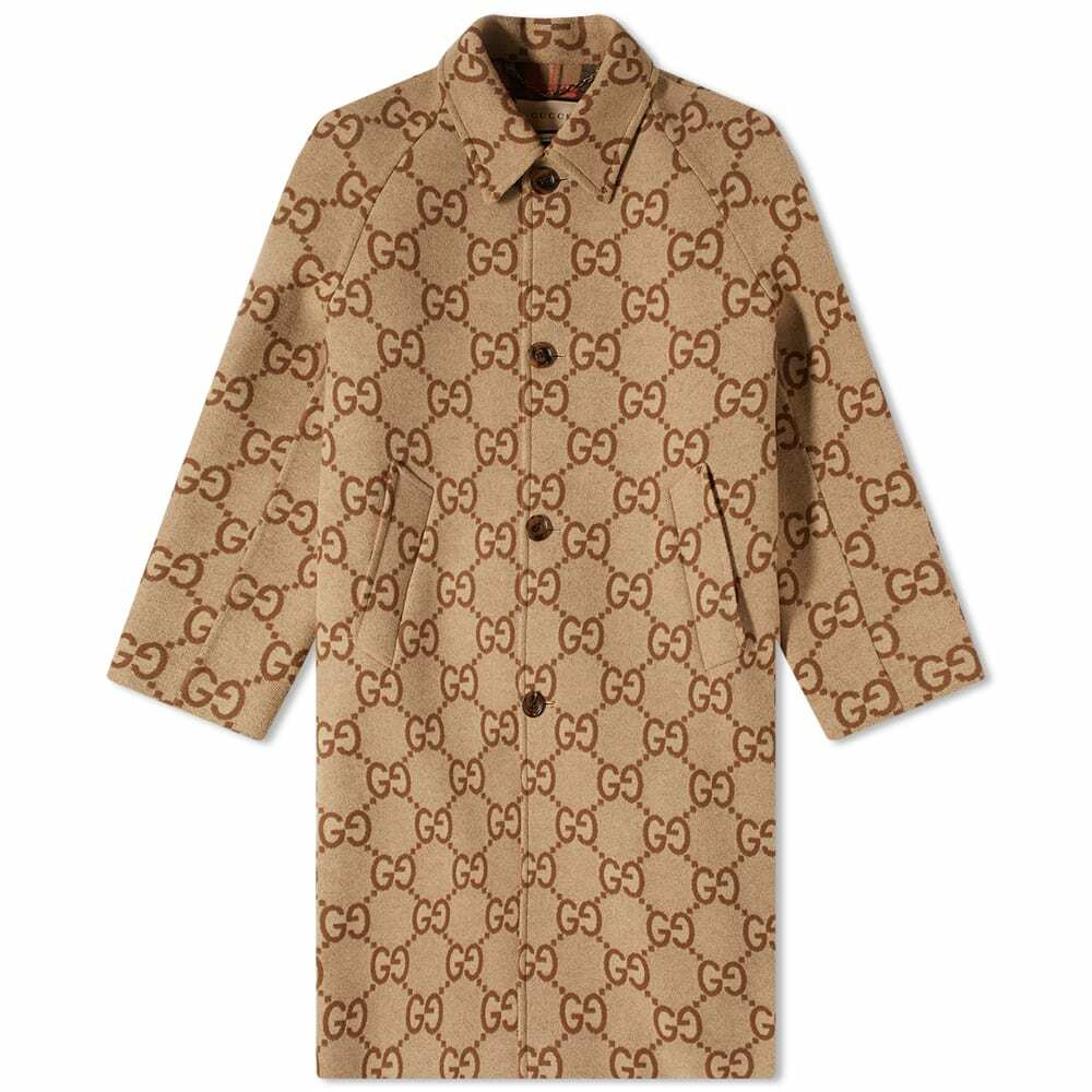Gucci Men's GG Car Coat in Camel Gucci
