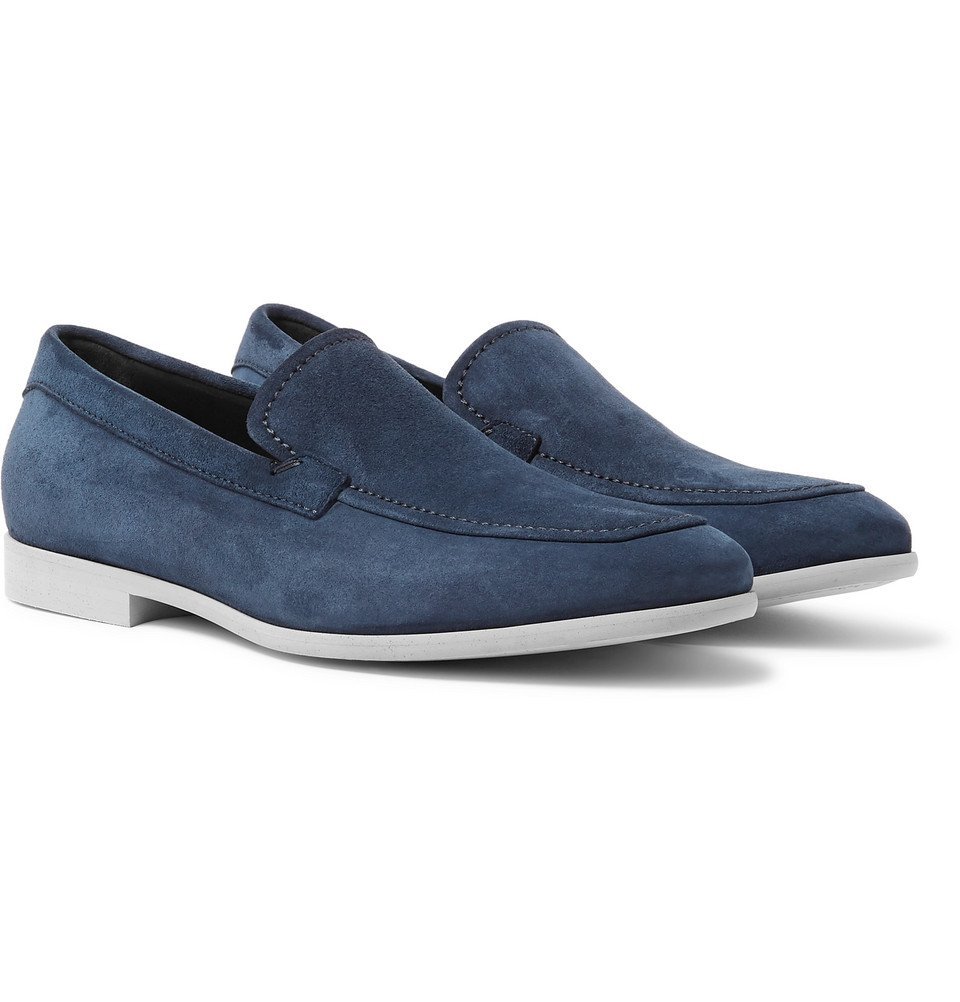 mens navy suede loafers