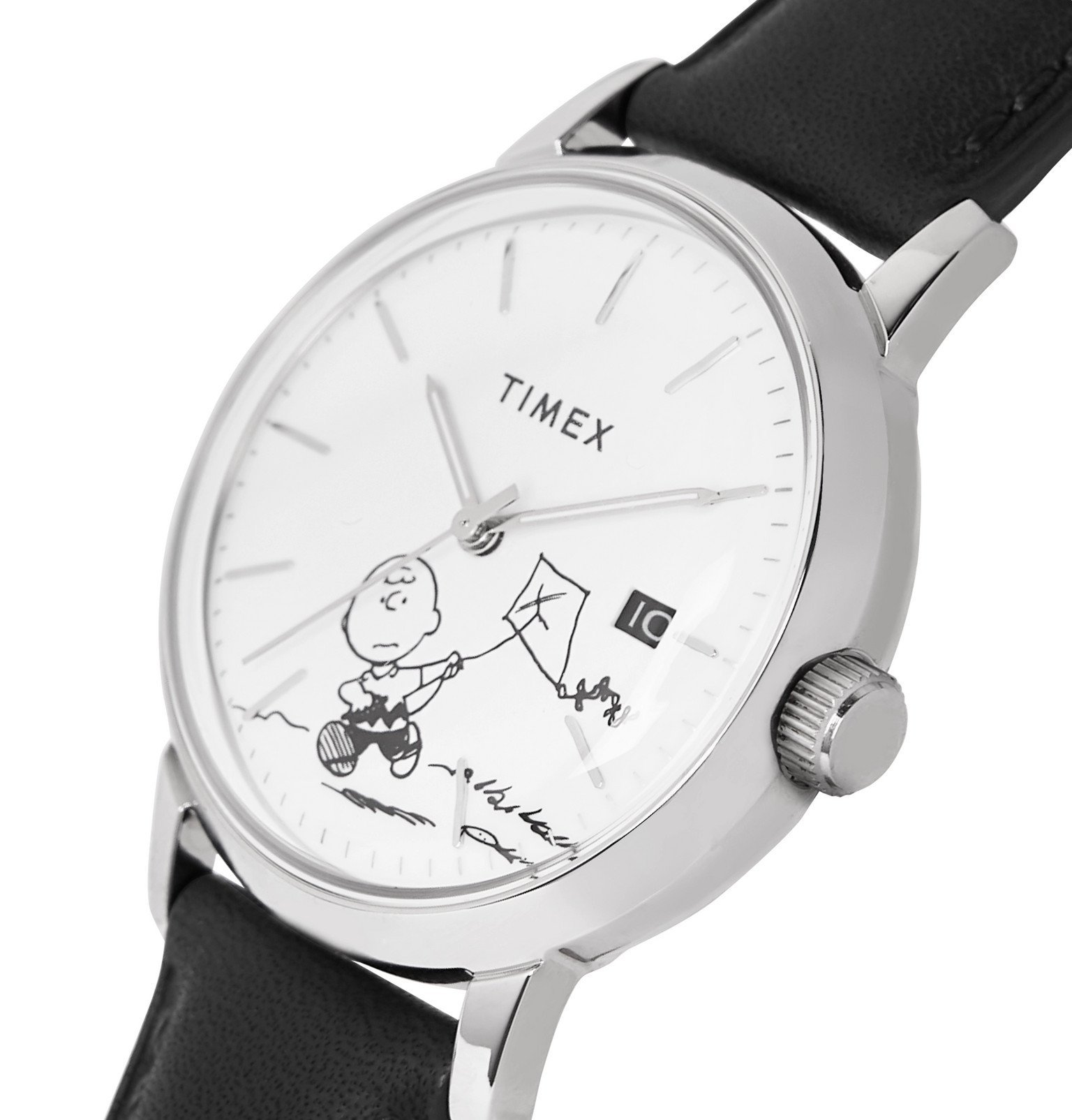 Timex - Peanuts Marlin Stainless Steel and Leather Watch - White Timex