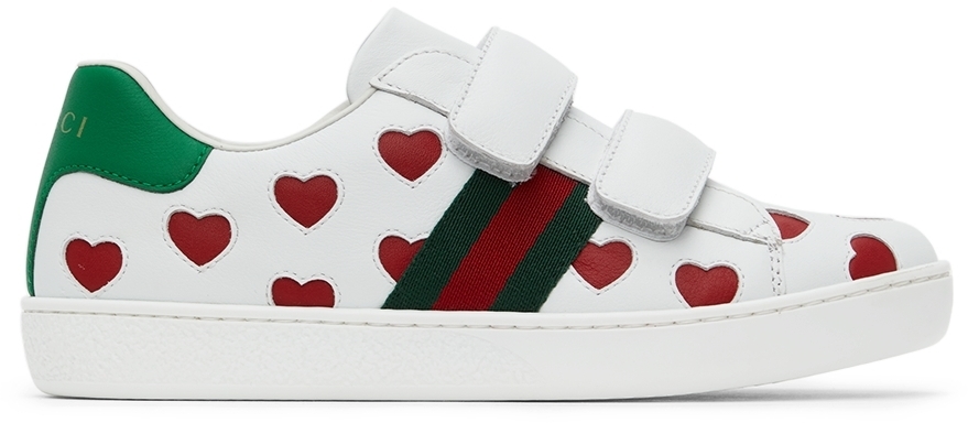 Gucci Kids White Hearts Ace Sneakers Gucci
