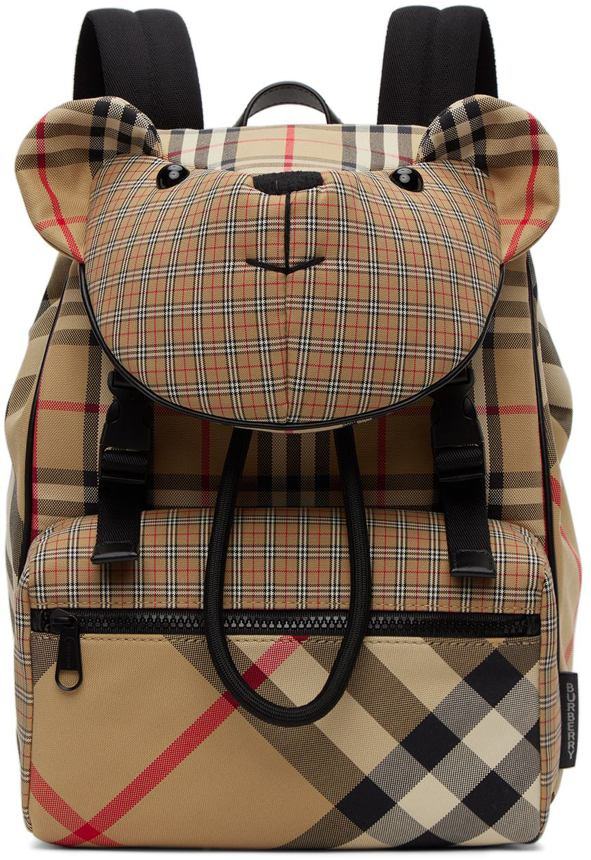 Burberry Kids Beige Check Thomas Backpack Burberry