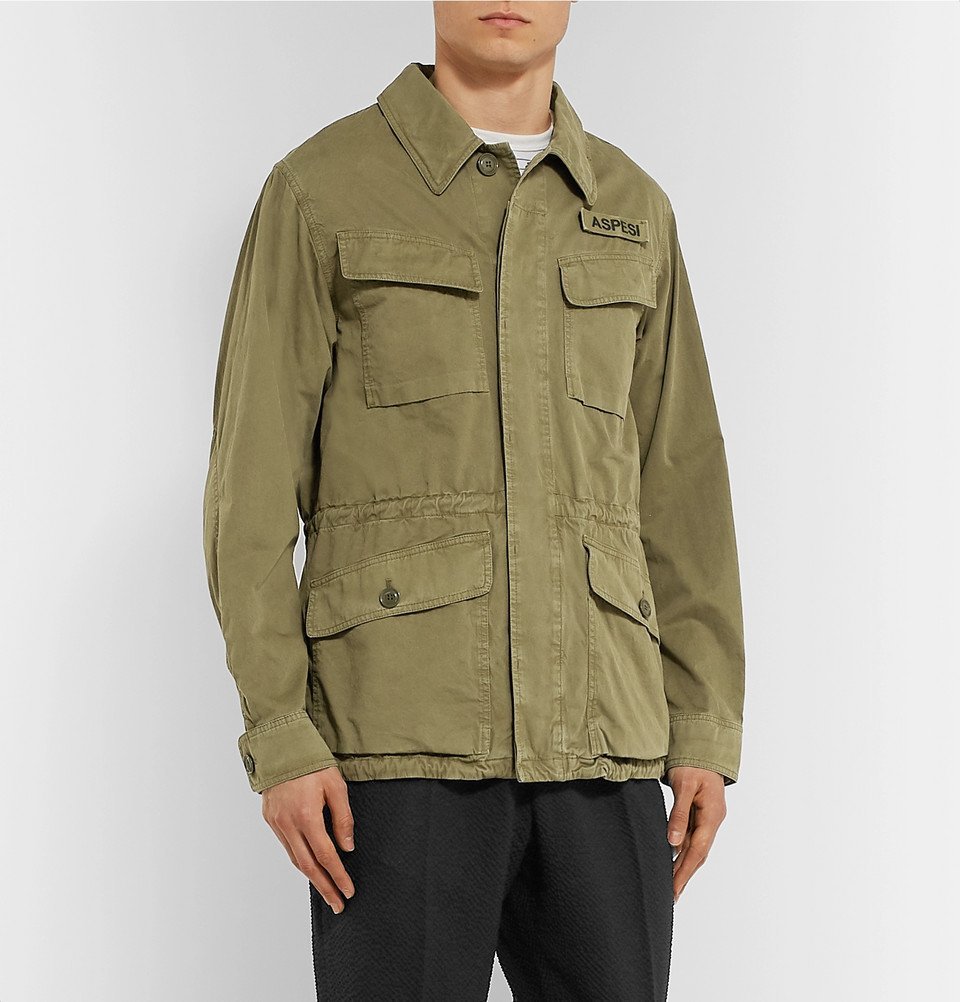 Aspesi - Logo-Appliquéd Cotton-Twill Field Jacket - Green Aspesi