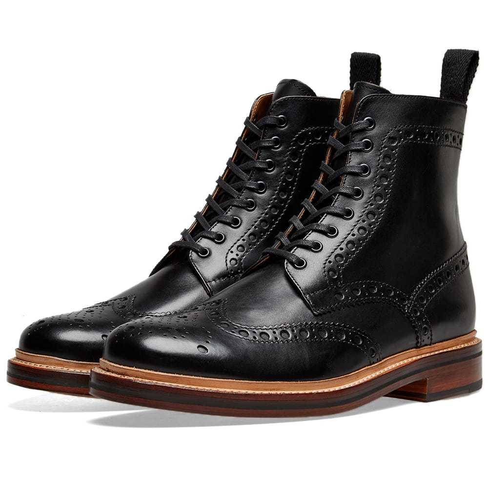 Grenson Fred Brogue Boot Black Calf Grenson