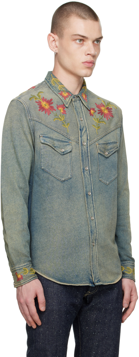 RRL Blue Embroidered Shirt RRL