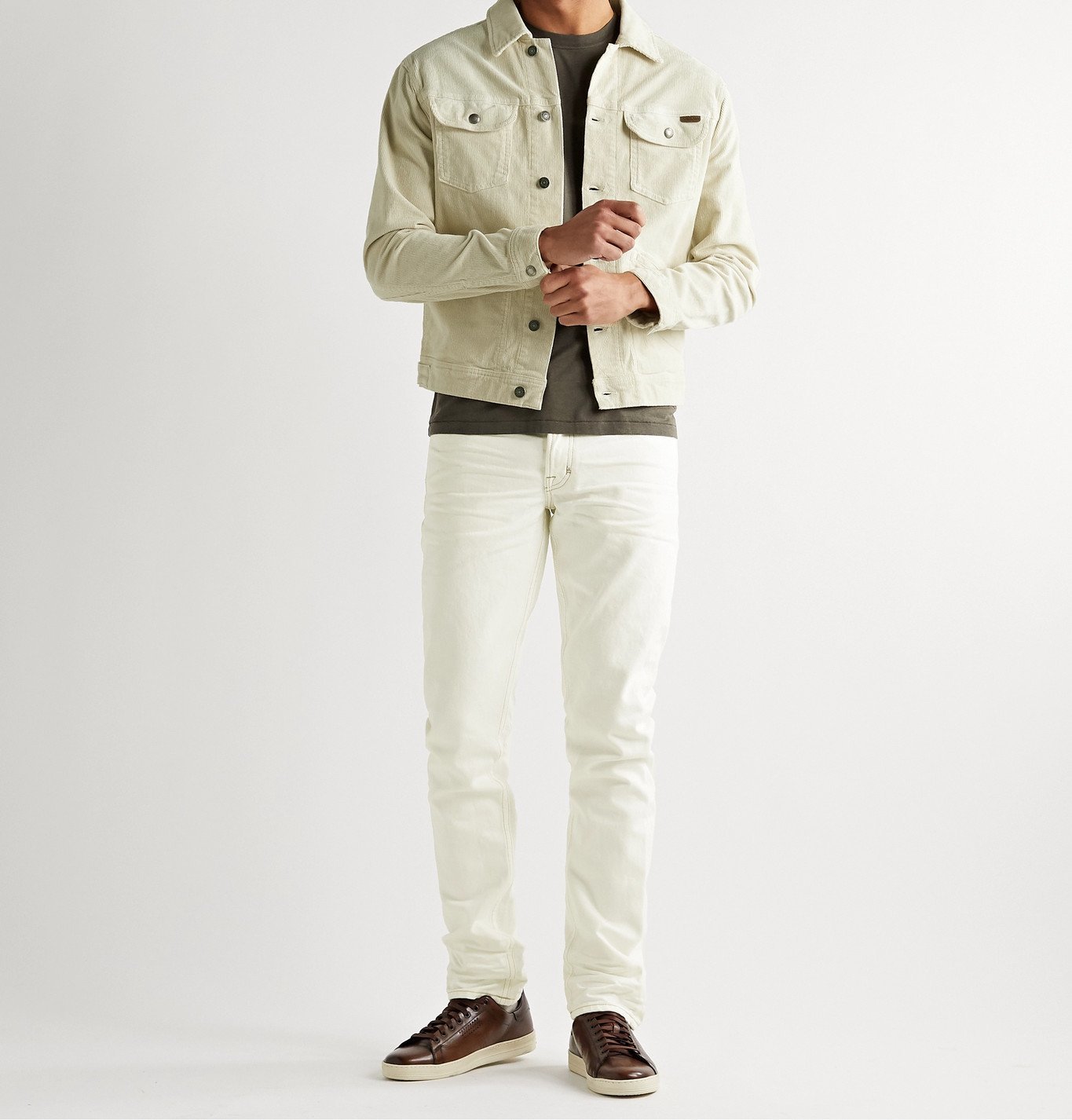 TOM FORD - Cotton-Blend Corduroy Trucker Jacket - Neutrals TOM FORD