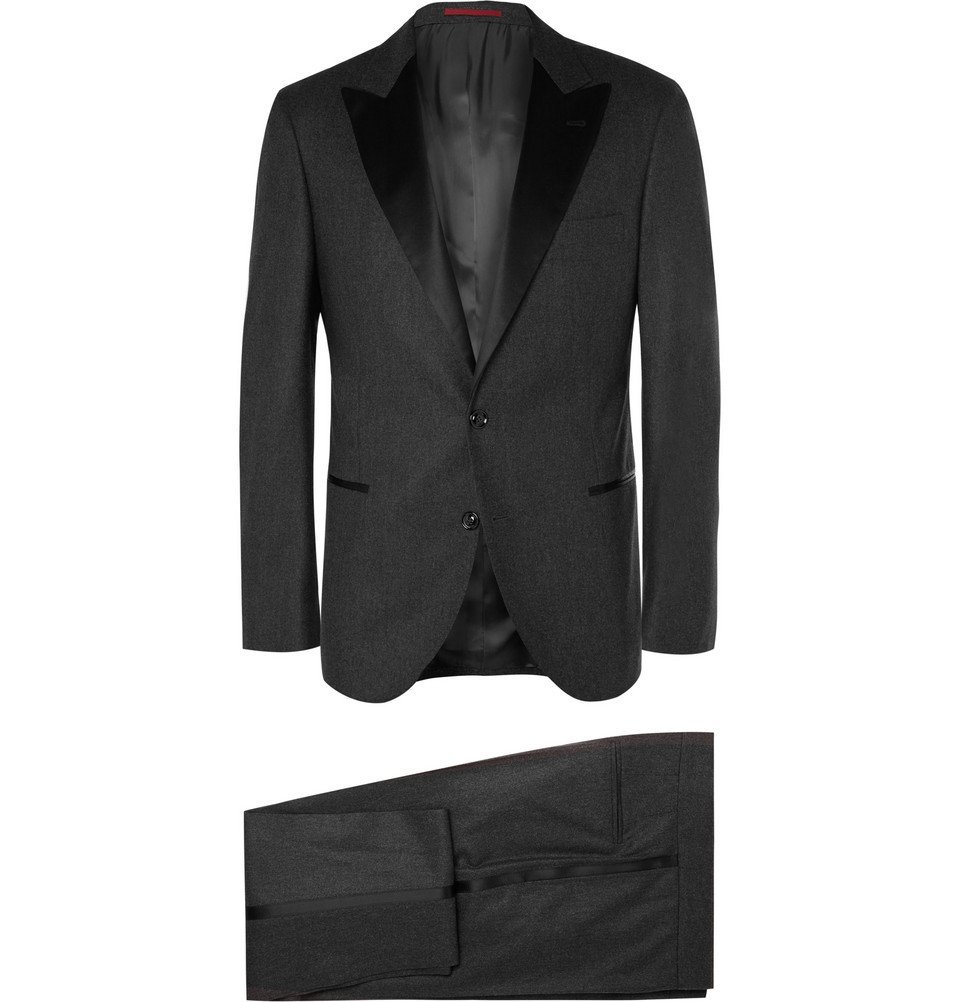 Brunello Cucinelli - Charcoal Slim-Fit Wool, Silk and Cashmere-Blend ...