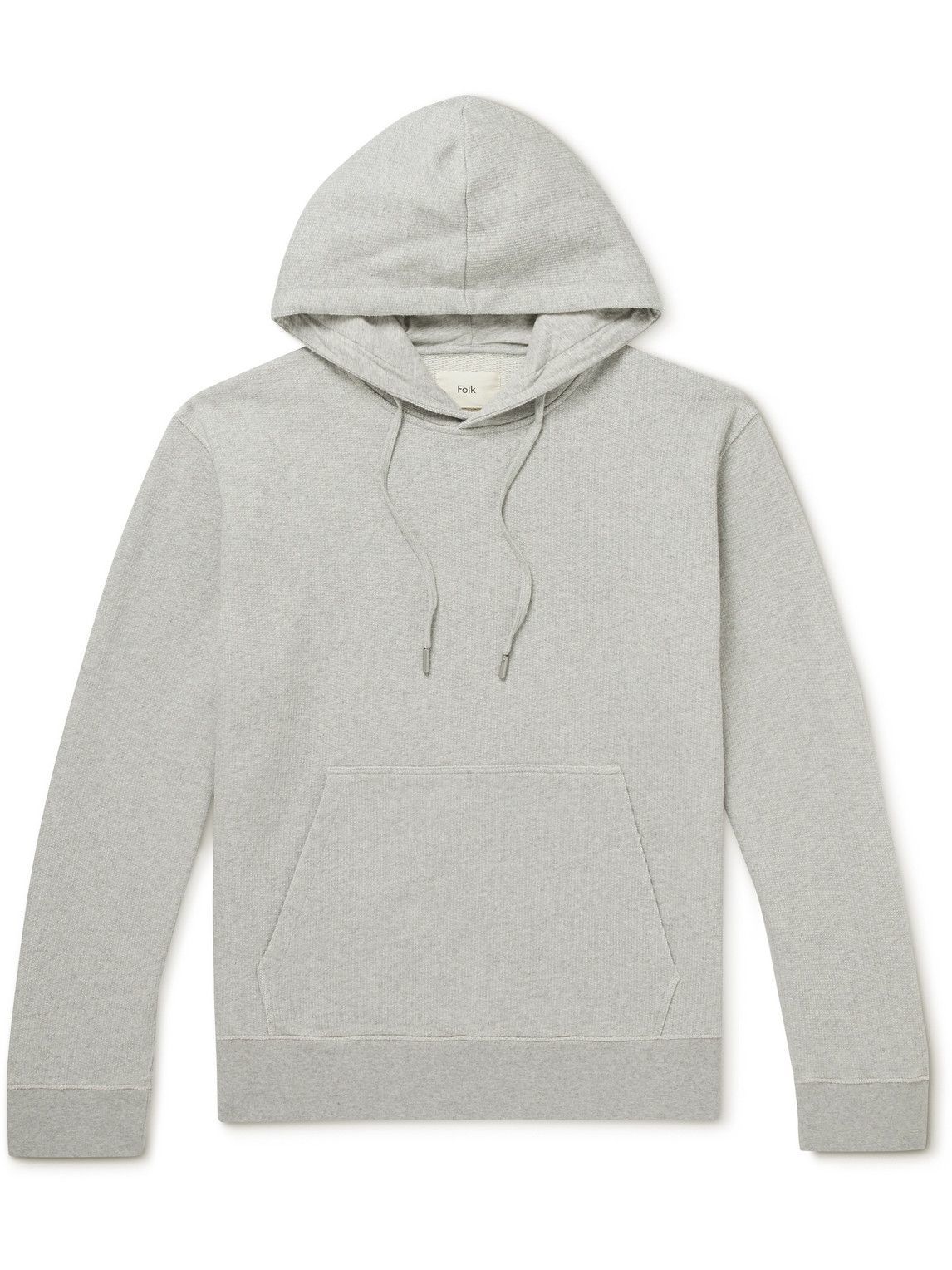 Folk - Organic Cotton-Piqué Hoodie - Gray Folk