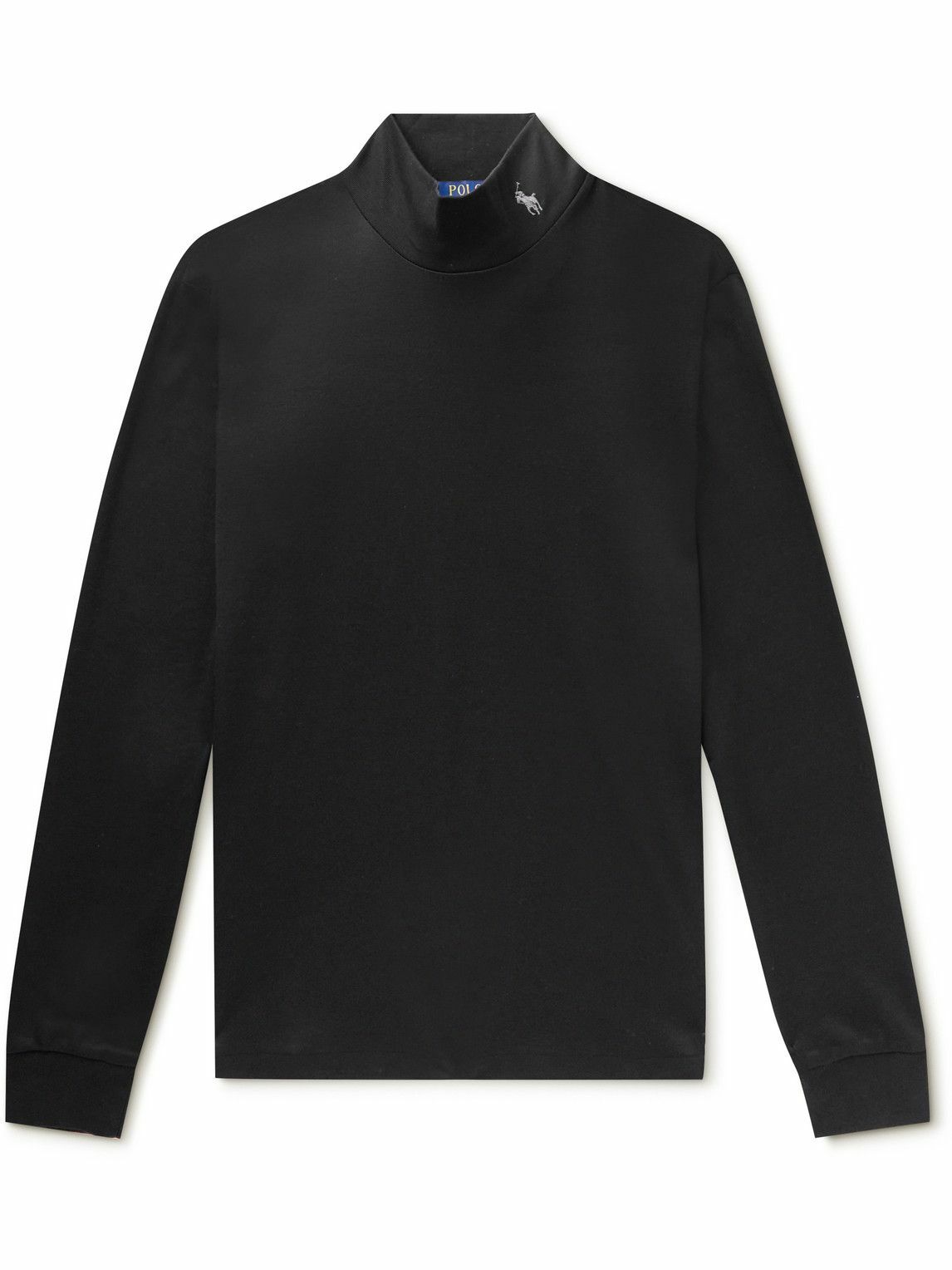 Photo: Polo Ralph Lauren - Logo-Embroidered Cotton-Jersey Mock-Neck T-Shirt - Black