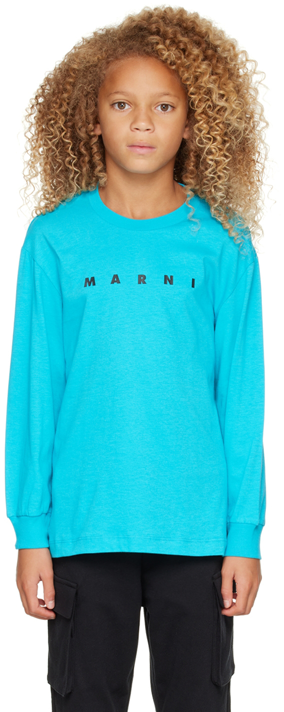Marni Kids Blue Logo T-Shirt Marni