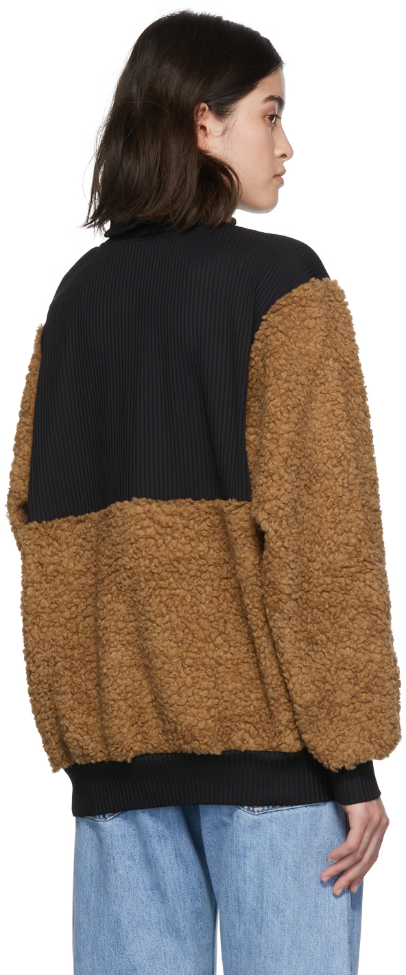 Brown & Black Teddy Anorak Half-Zip Sweater SSENSE Women Clothing Jackets Anoraks 