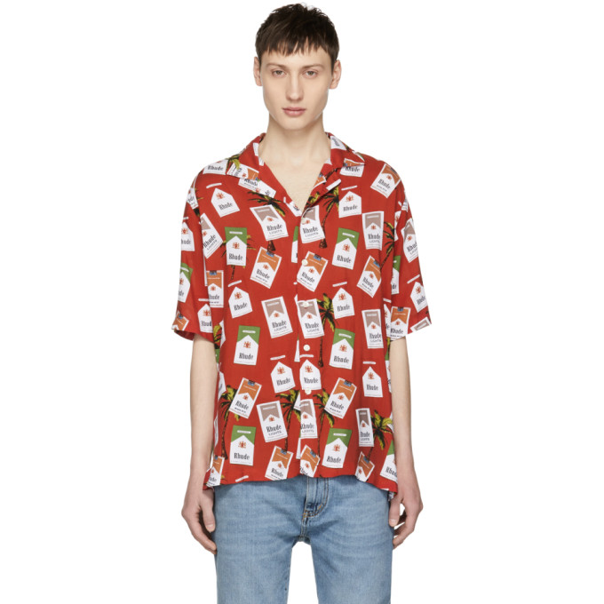 Rhude Red Hawaiian Cigarette Shirt Rhude