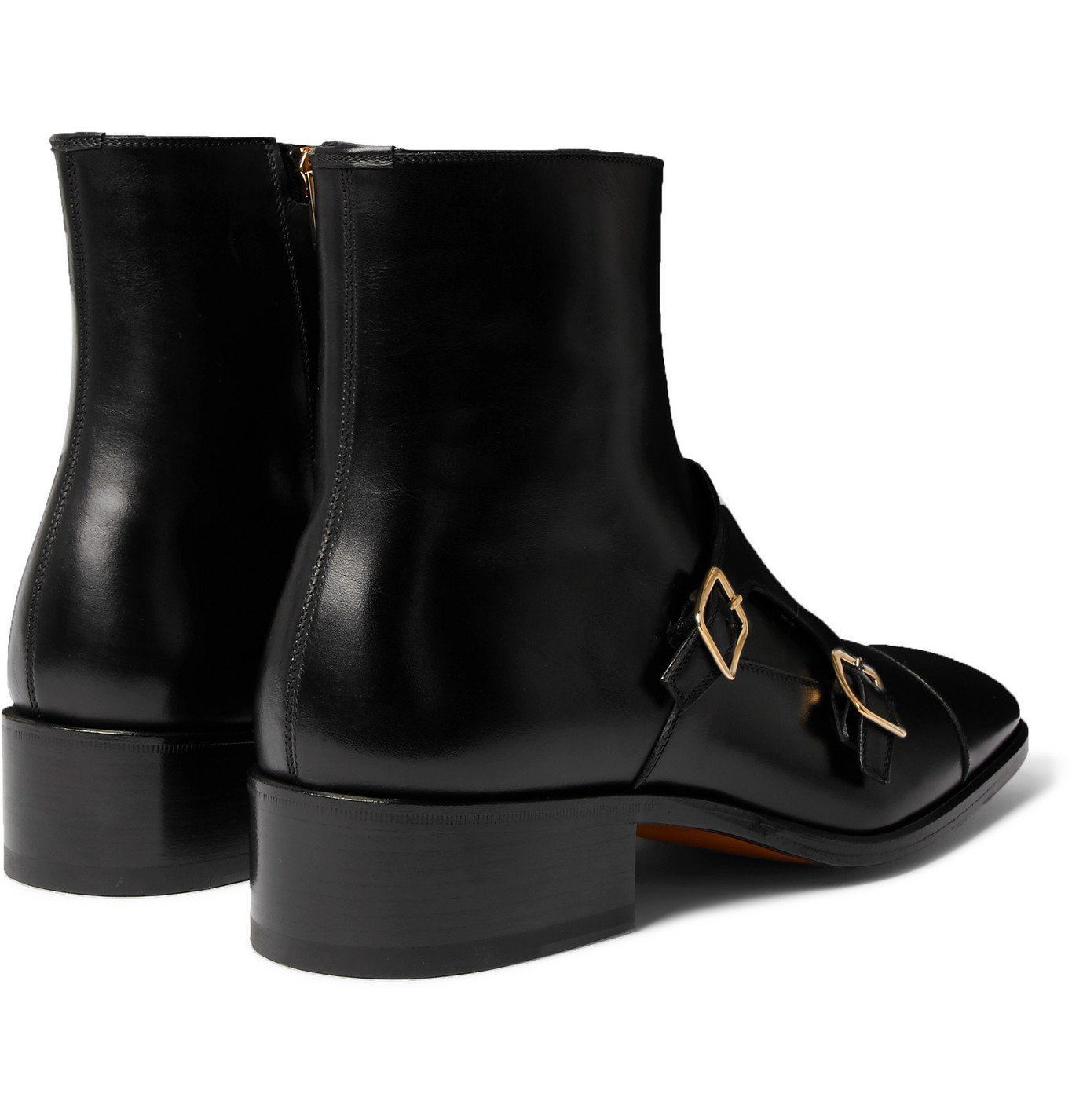 TOM FORD - Leather Monk-Strap Boots - Black TOM FORD