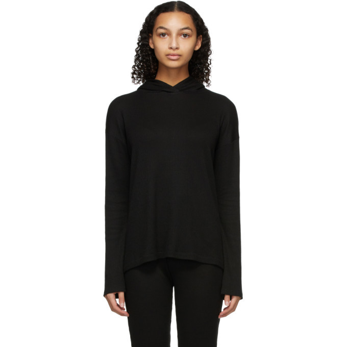 rag and bone Black The Knit Rib Hoodie 