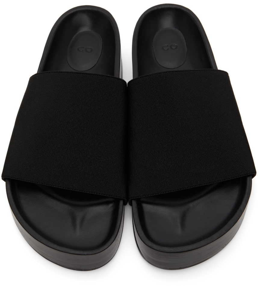 CO Black Elastic Slide Sandals Coach