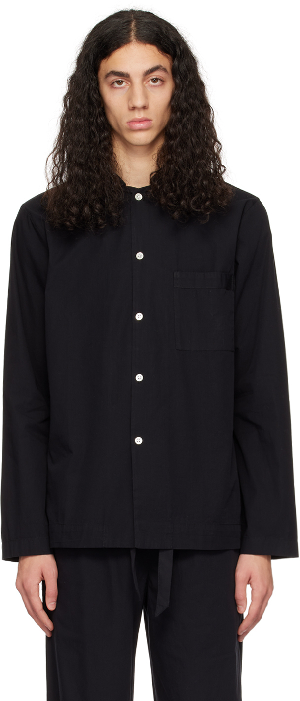 Tekla Black Pocket Pyjama Shirt Tekla Fabrics