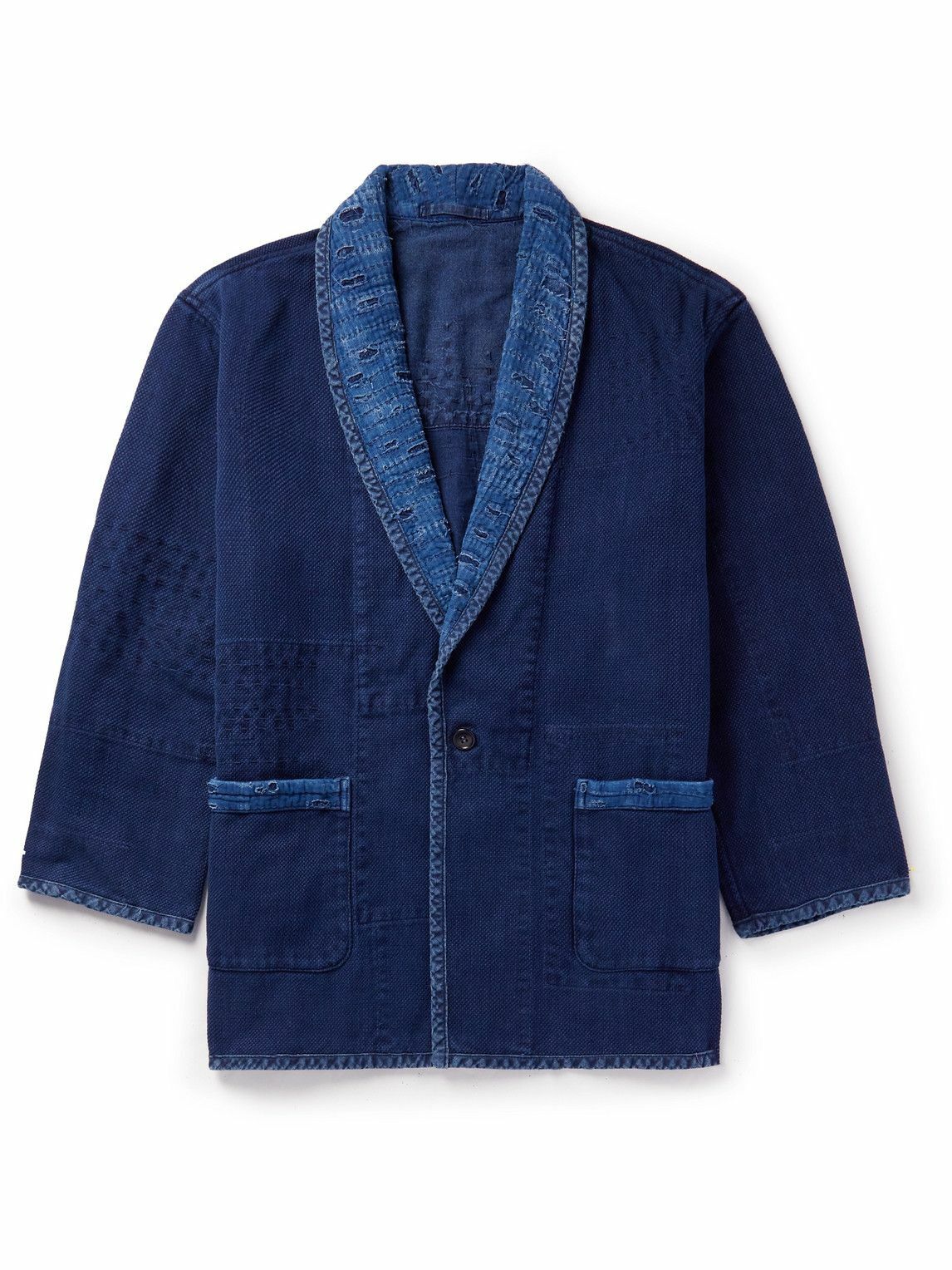 Retro Blue Oriental Patchwork Applique Fine Cotton Filled Jackets Winter main image 0
