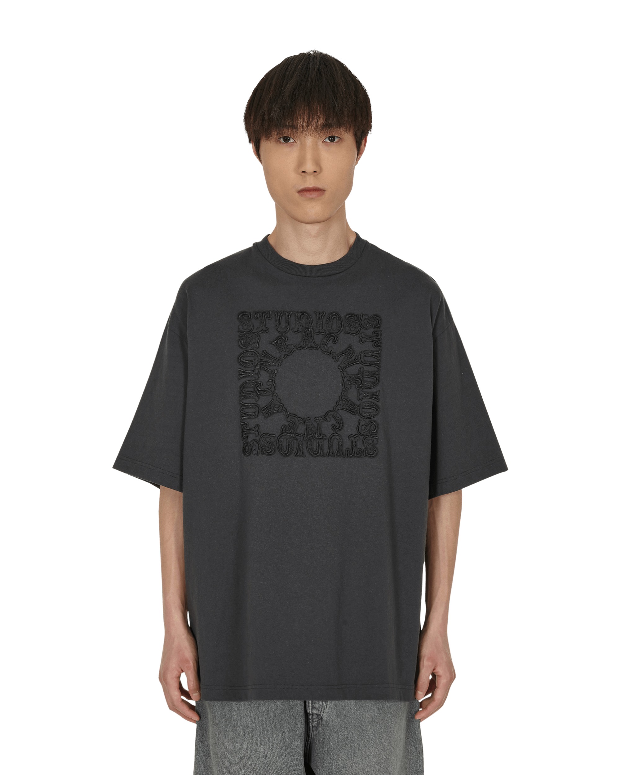 シルバー/レッド acne studios logo embroidered tee | tatihome.com