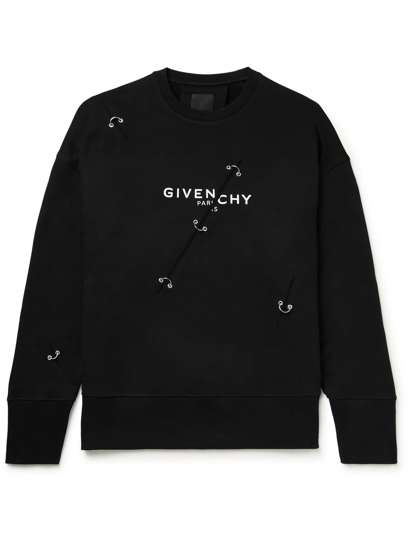 GIVENCHY - Embellished Logo-Print Fleece-Back Cotton-Jersey Sweatshirt ...