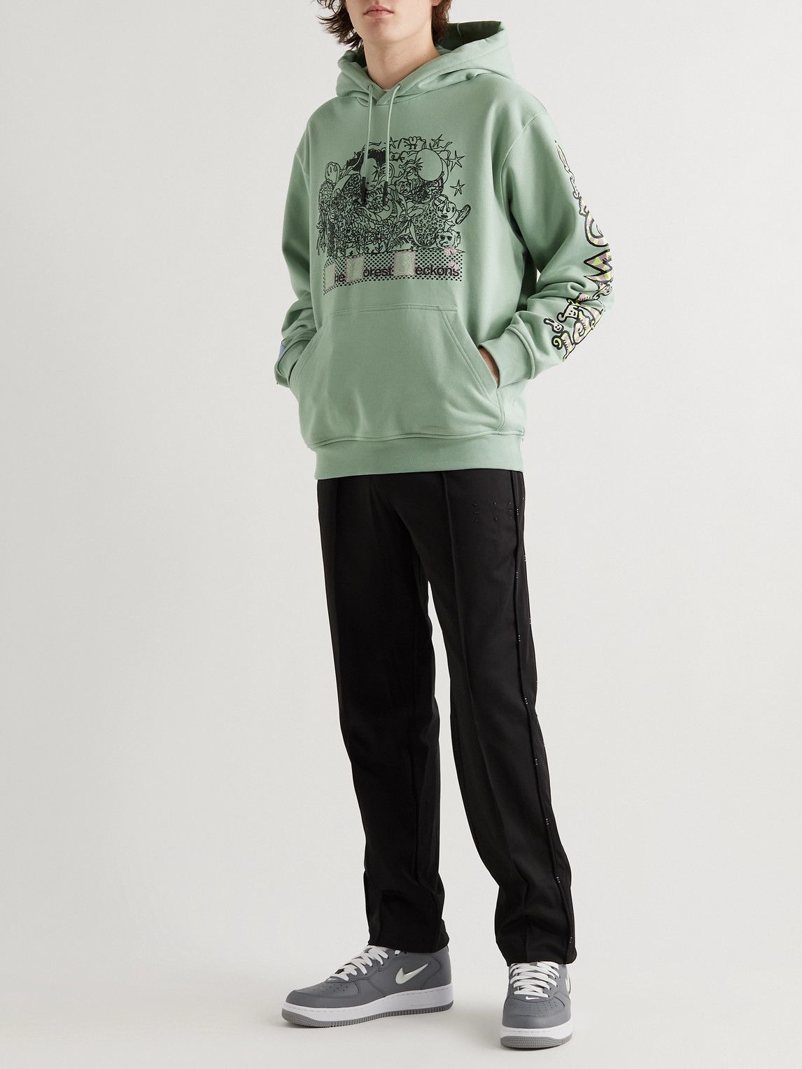 MCQ - Grow Up Logo-Appliquéd Printed Cotton-Jersey Hoodie - Green McQ ...