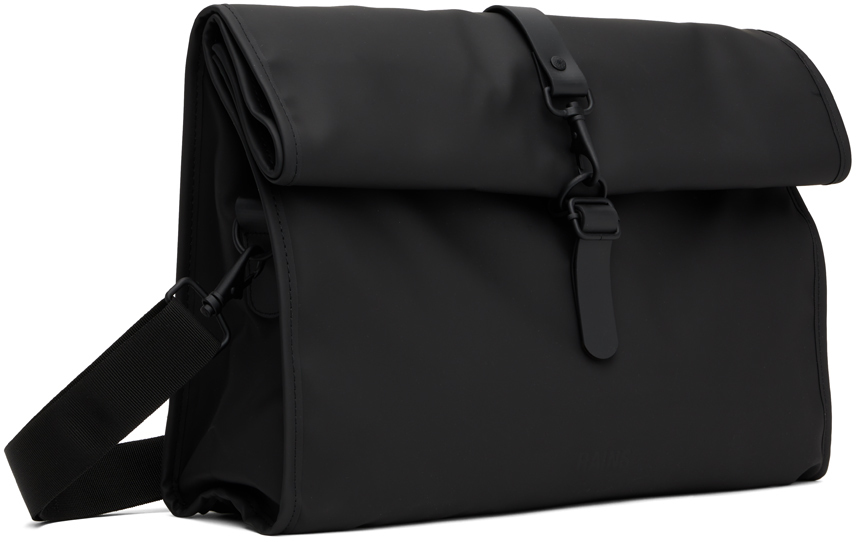 RAINS Black Rolltop Messenger Bag Rains