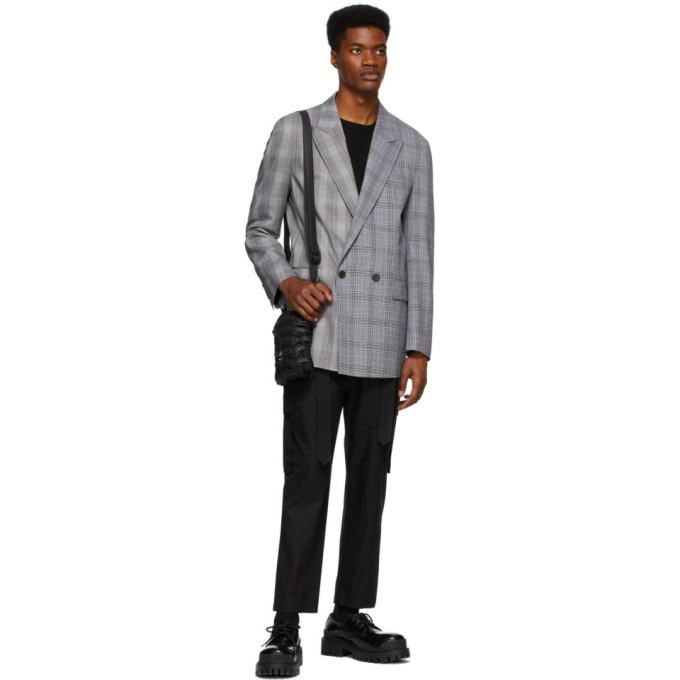 black white check blazer