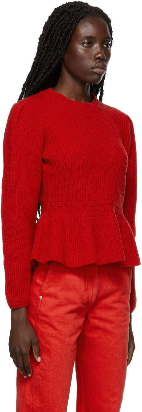 red peplum sweater