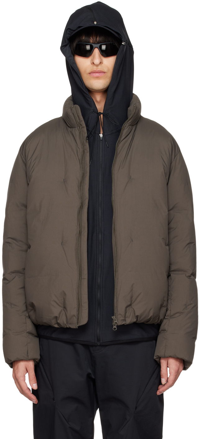 Post Archive Faction (PAF) Brown Zip-Up Down Jacket