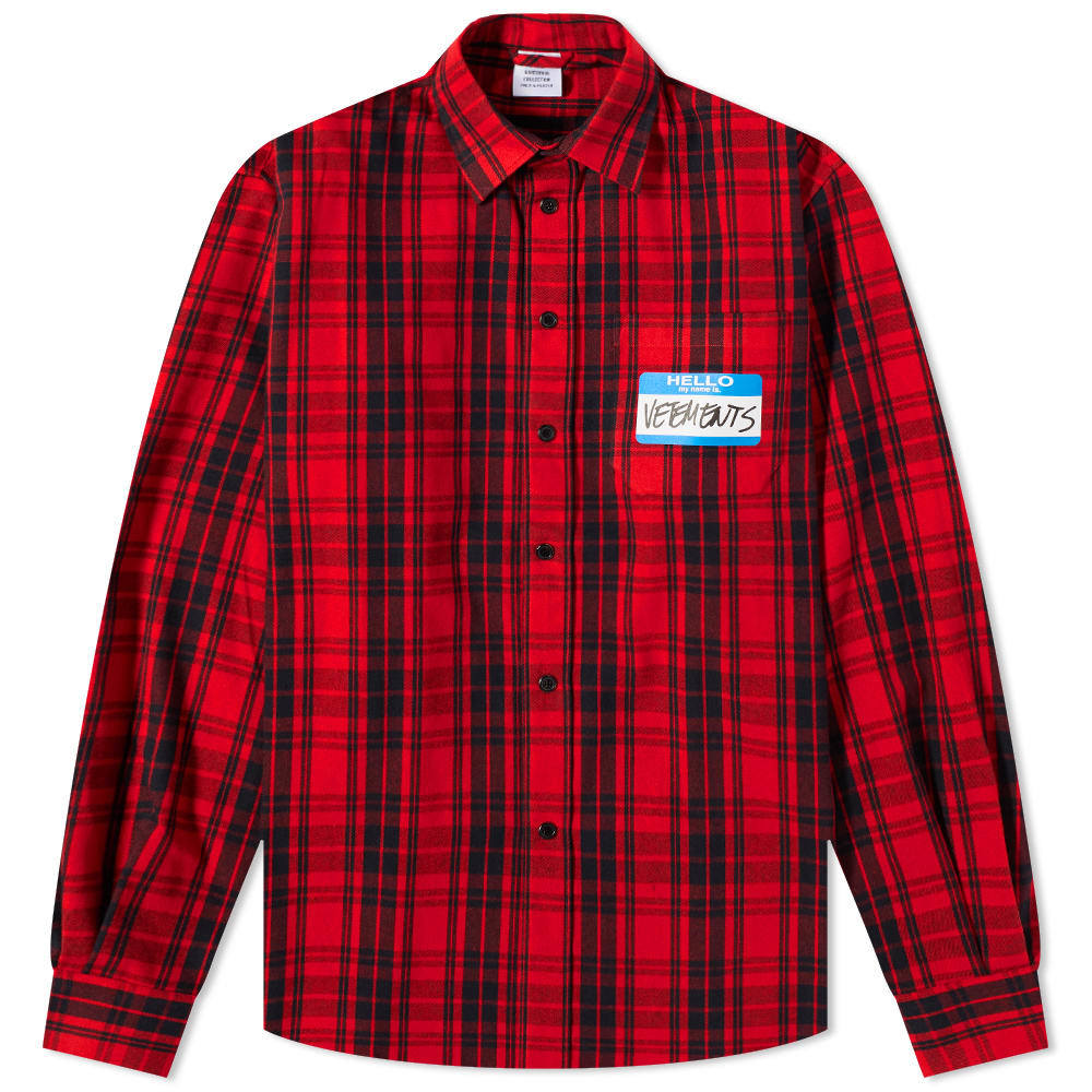 VETEMENTS My Name Is Flannel Check Shirt Vetements