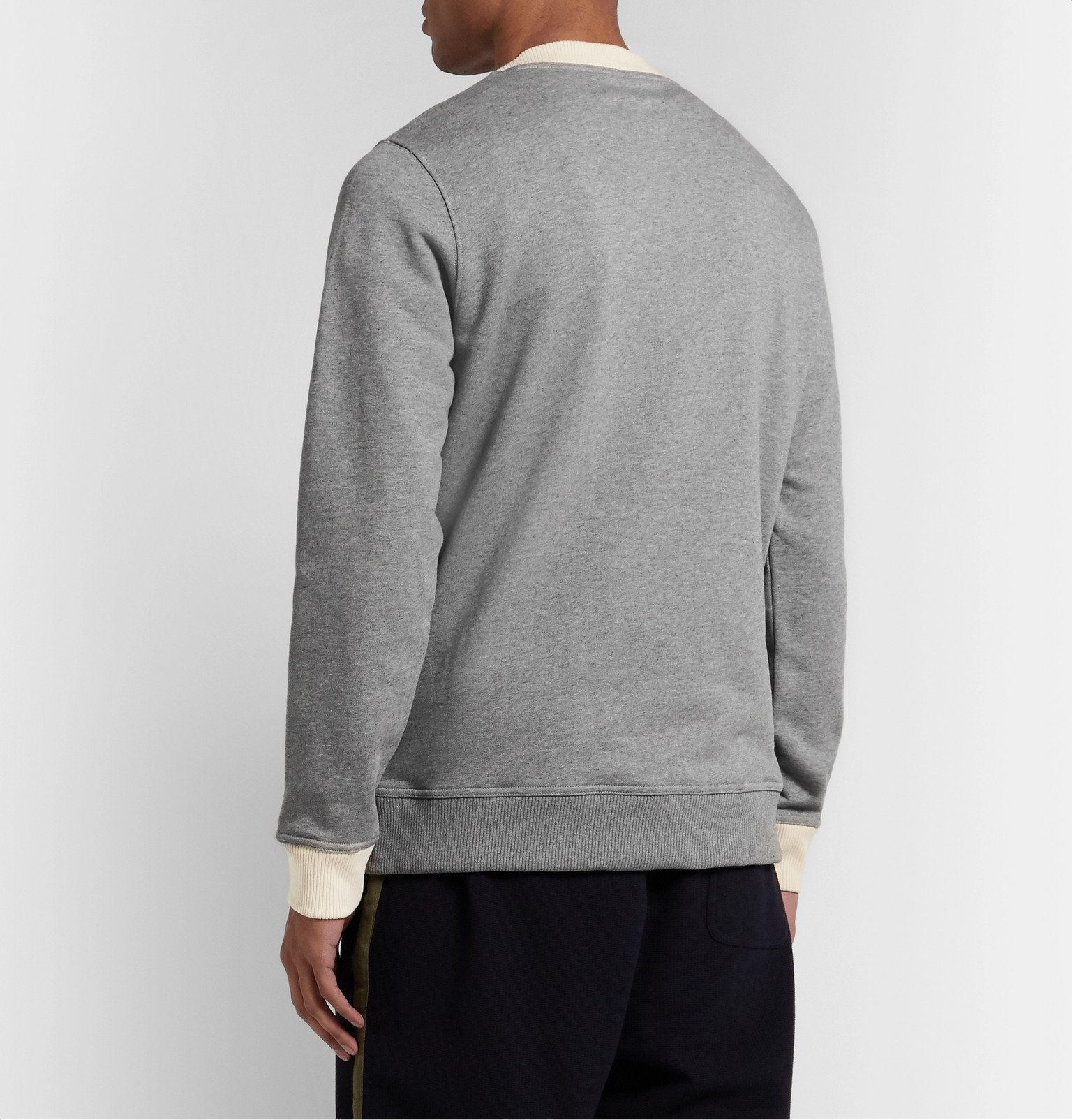 Oliver Spencer - Robin Contrast-Trimmed Mélange Organic Loopback Cotton-Jersey Sweatshirt - Gray