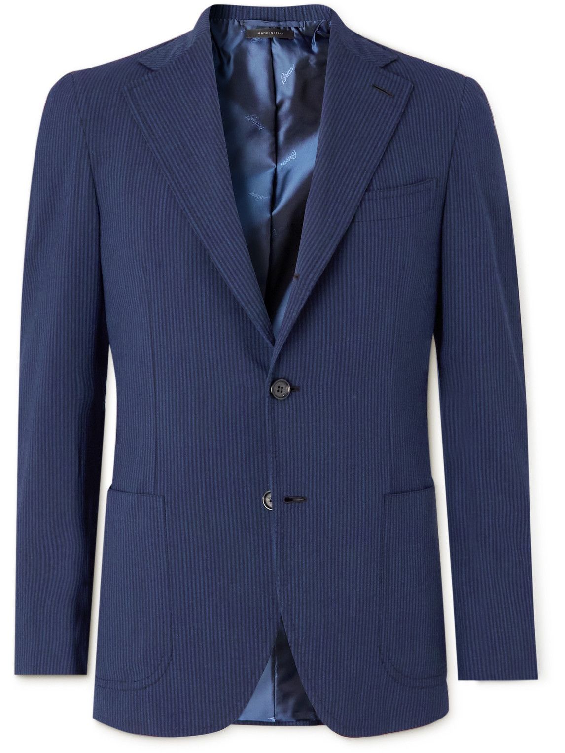 Photo: Brioni - Amalfi Striped Wool-Blend Blazer - Blue