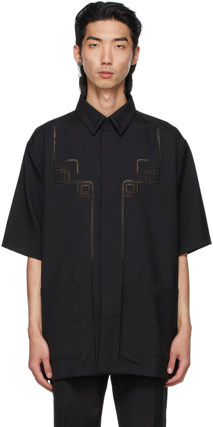 Fendi Black Wool Embroidered Short 