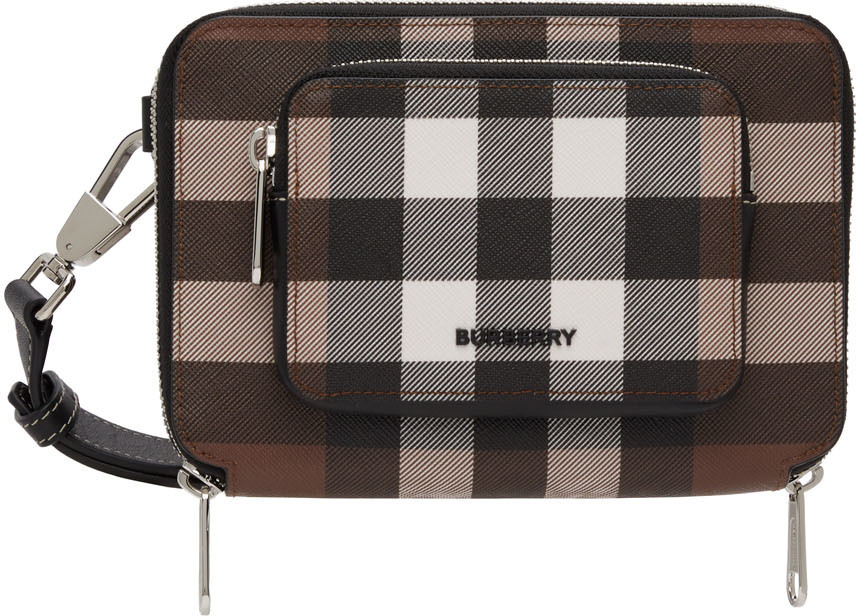 Burberry Brown E-Canvas Check Messenger Bag Burberry
