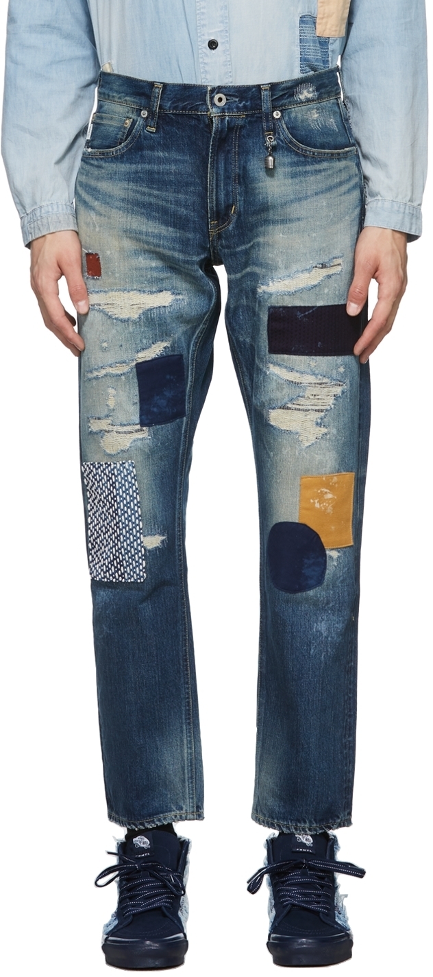 FDMTL Slim-Fit Patchwork Jeans FDMTL