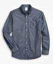 Brooks Brothers Men's Regent Regular-Fit Sport Shirt, Indigo Chambray | Dark Blue